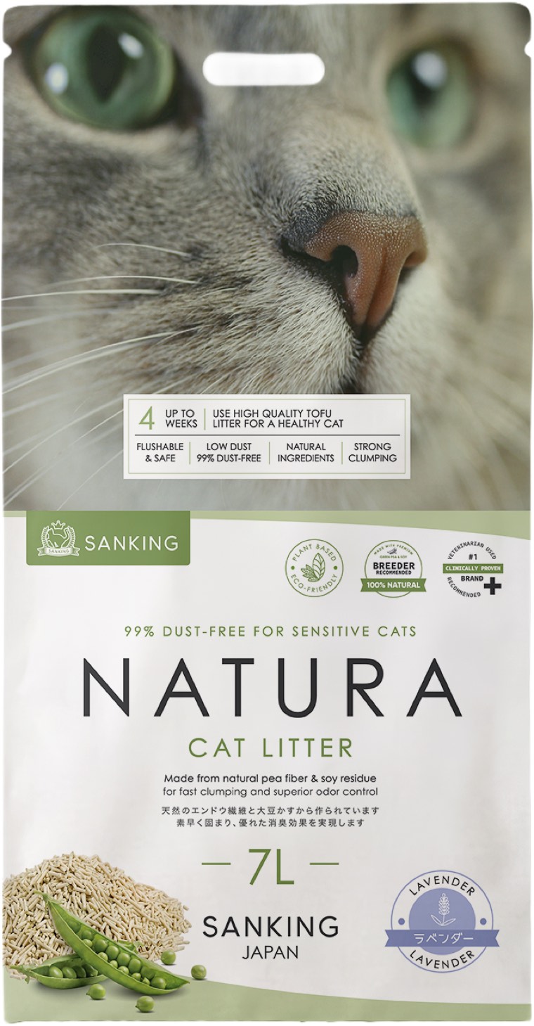 Sanking Natura Lavender tofu cat litter 7L — lavender scented plant-based pasir kucing
